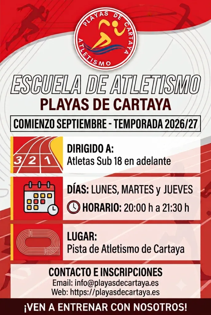 La Escuela de Atletismo de Cartaya arranca en septiembre su nueva temporada para atletas Sub-18 en adelante